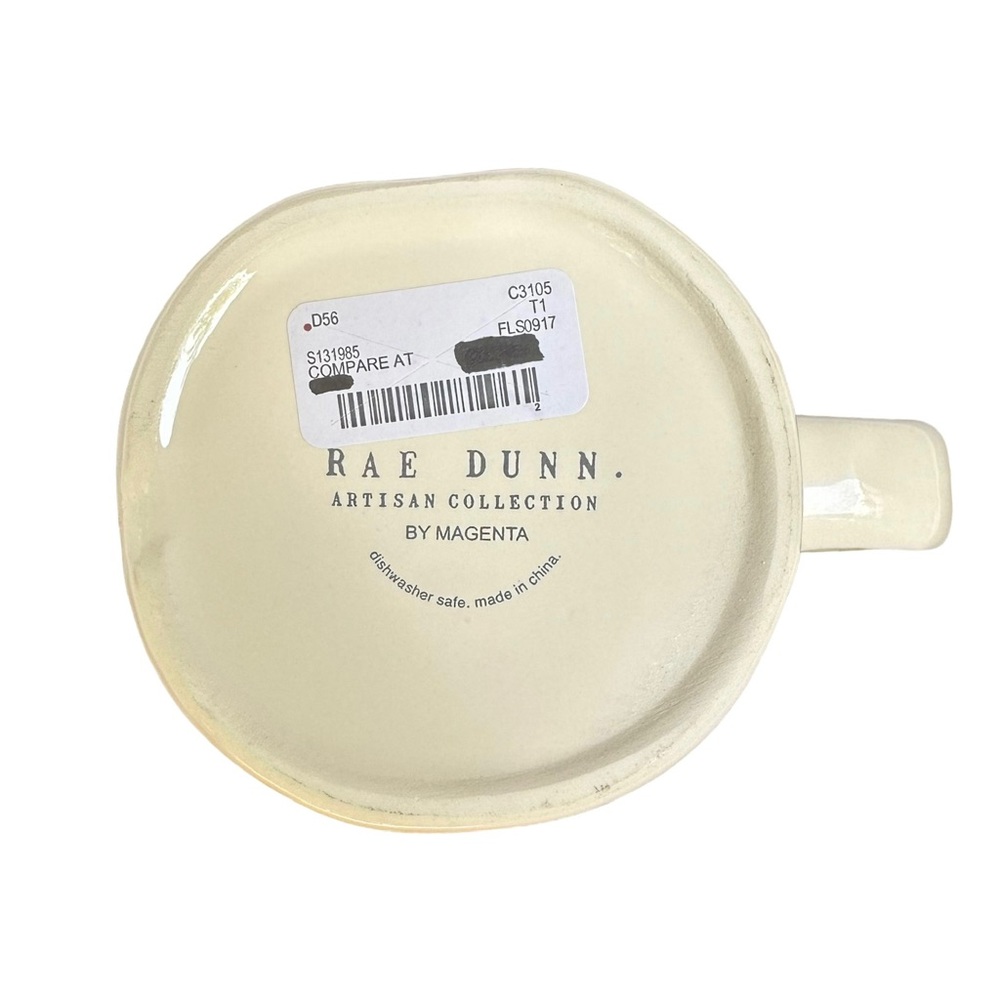 Rae Dunn TEA Mug Ceramic White Black Large Long Letters Dimples NWT 2017 OG - Picture 9 of 13